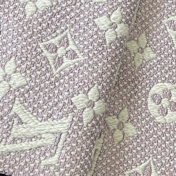 Louis Vuitton Logomania Silk Wool Scarf Monogram Grey Light Purple Pink - Picture 5 of 9